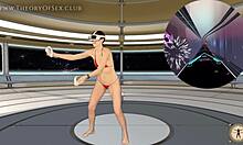 Interactive dance workout with a stunning bodybuilder in virtual reality