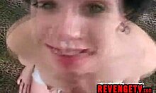 Adventurous ex girlfriend gets gluey jizz on her eyes