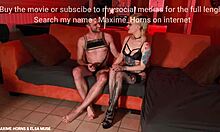 זוג BDSM צרפתי חוקר פגינג ופיסטינג כפול עם בן זוג דו מיני עם דיו