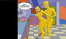 Marge, gospodina obraznică, este anală atât în sală, cât și acasă în timpul absenței soțului ei, cu un desen animat hentai cu tematică Simpsons plin de umor ca fundal