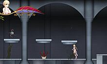 Молодая девушка с большой грудью и киской трахается в аниме с разрушением храма воды